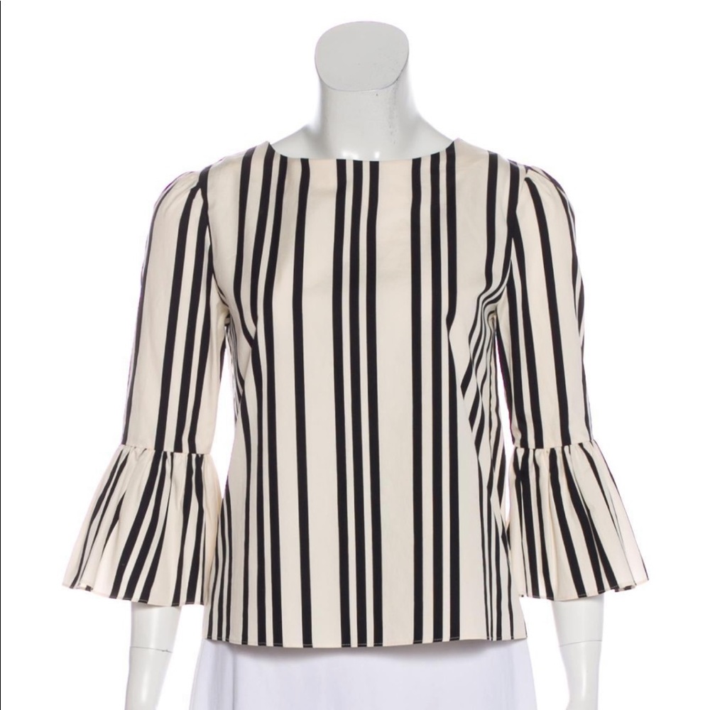 Alice + Olivia Bateau striped blouse w/bell sleeve